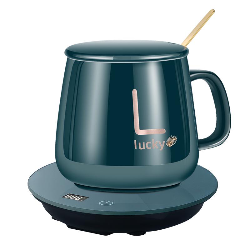 Insulated Ceramic Cup Warmer with USB, Adjustable 3-Level Temperature Display