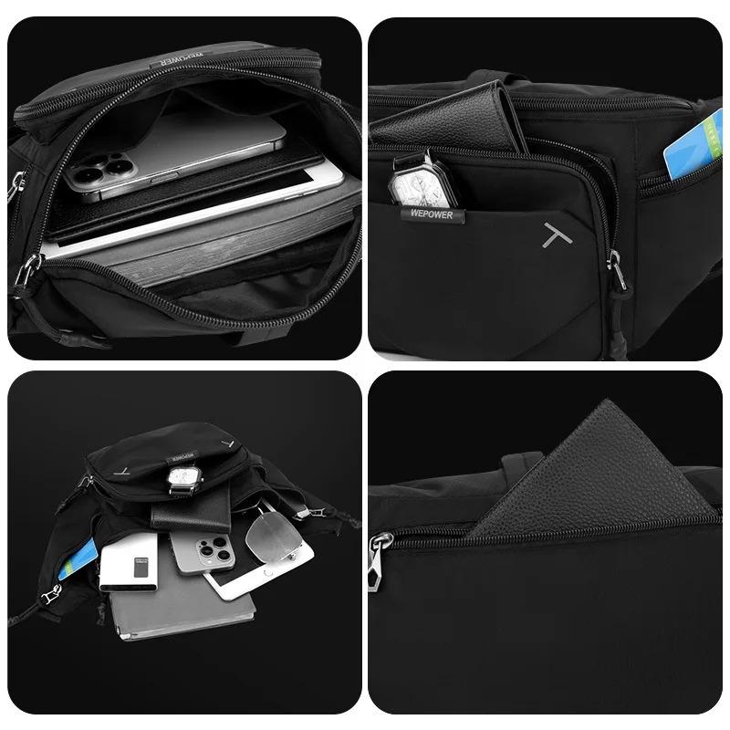 Men's Bag Waterproof Chest Bag Multi-functional Outdoor Sports Shoulder Bag Travel Portable Waist Pack Crossbody Sling