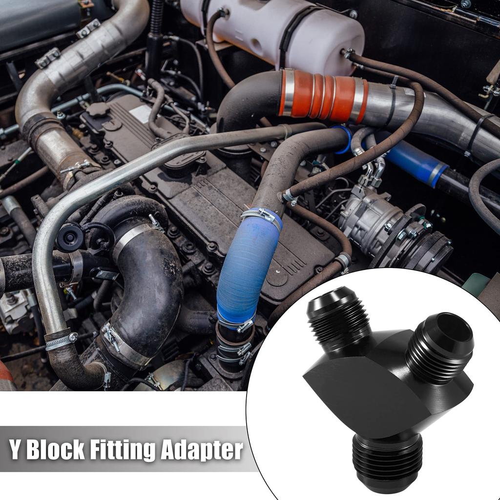 X AUTOHAUX Y Shape Fuel Block Fitting Adapter Fitting Hose End Connector Aluminum Alloy 12AN AN10 AN10 Male Thread, Black