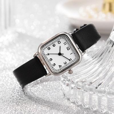 Yousheng Damen Quarz Uhr Quadratisches Zifferblatt Weiches Kunstlederarmband Präzise Verstellbare Dornschließe Schülerinnen Armbanduhr Modeschmuck Geburtstagsgeschenk
