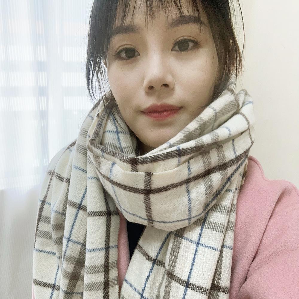 Sciarpa a Quadri Invernale da Donna, Stile Giapponese-Coreano Carino, Versatile Scaldacollo Caldo a Sciarpa