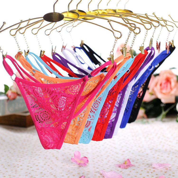 Sexy Spitzenhöschen mit niedrigem Bund und hohlem Schiebeeisenring für Damen