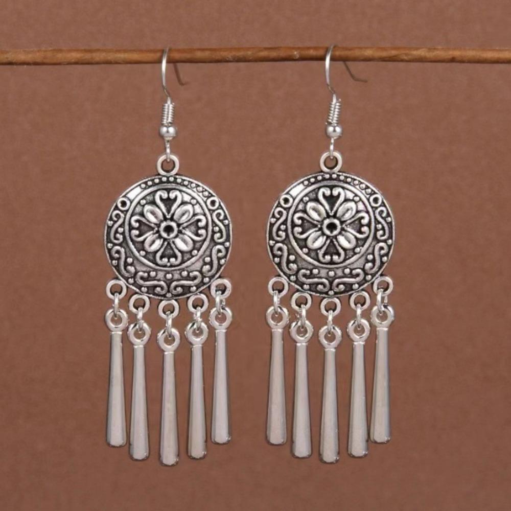 Chinese ethnic style earrings New ethnic style long fringed earrings Light luxury niche temperament High design earrings New Chinese style accessories