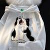 Japanese Retro Cute Flocked Kitten Hooded Sweater for Men and Women New Loose American Brand Couple Coat