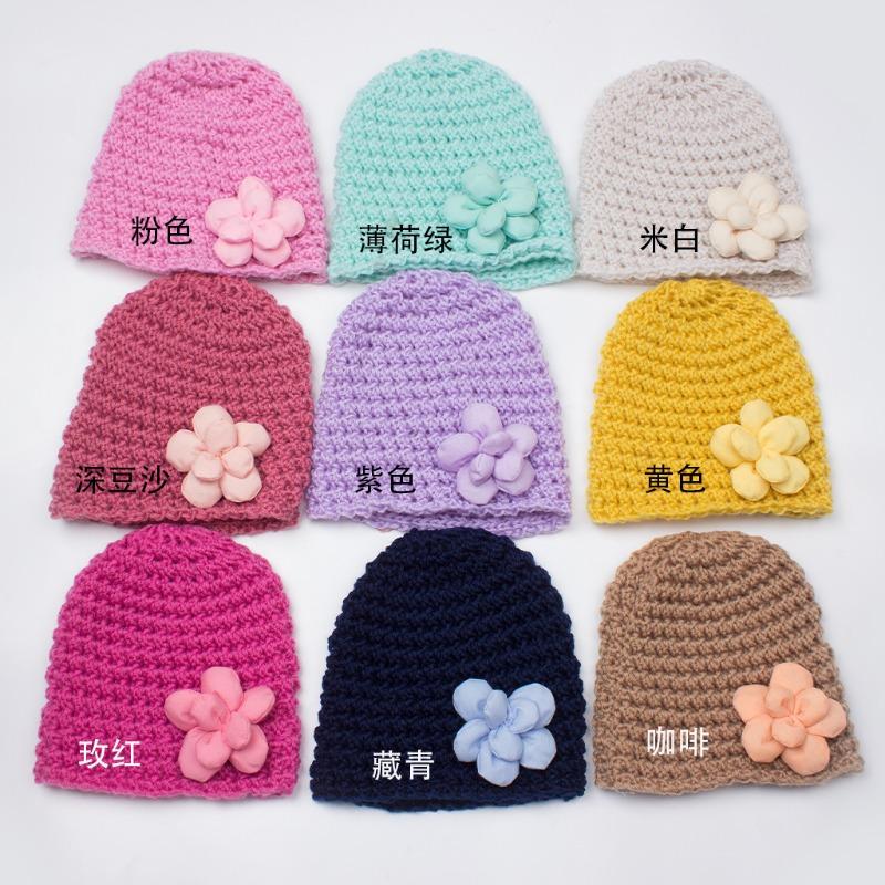 

Autumn and winter new baby flower wool hat, children s warm creative pullover hat, baby hat