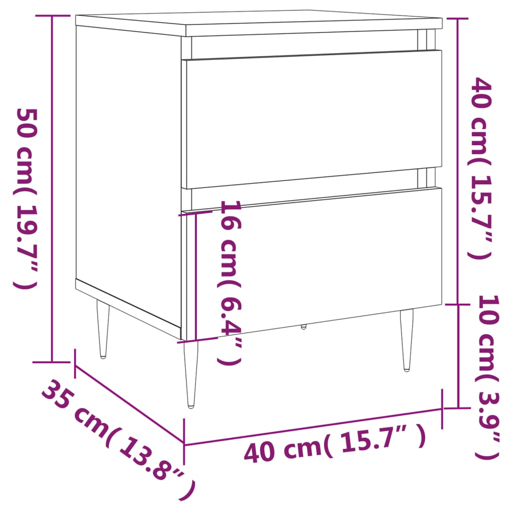 Nightstand Smoked Oak 40x35x50 cm Engineered Wood