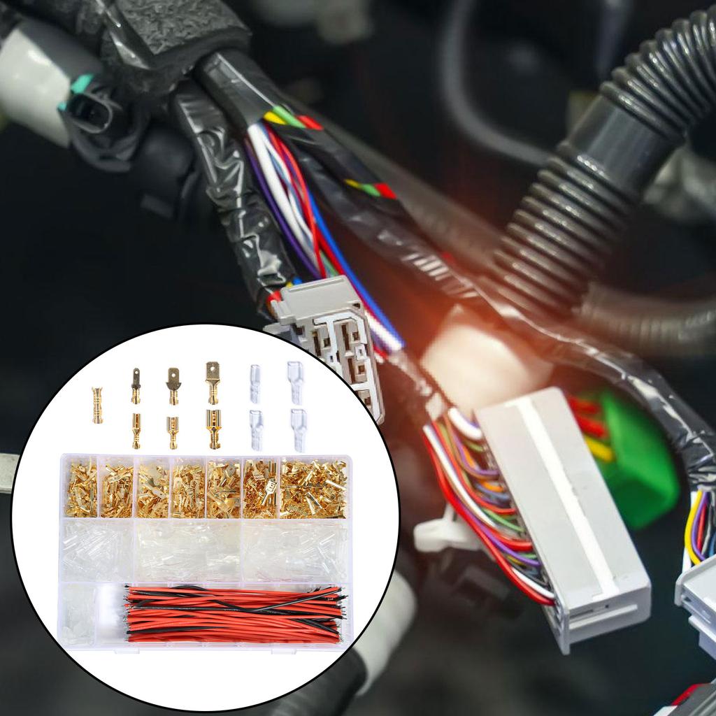 810pcs Spade Connector Set With Male/Female Terminals Comprehensive Stable Spade Terminals Set for Corrosions Resistance