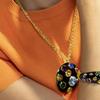 Collier - LUXENTER - Yever - laque noire - plaqué or 18 carats - pendentif 50 mm