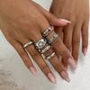 Colored Gemstone Inlaid Ring Set, Metallic Luster Open Ring, Stackable Block Ring, Suitable for Daily Party and Date Jewelry