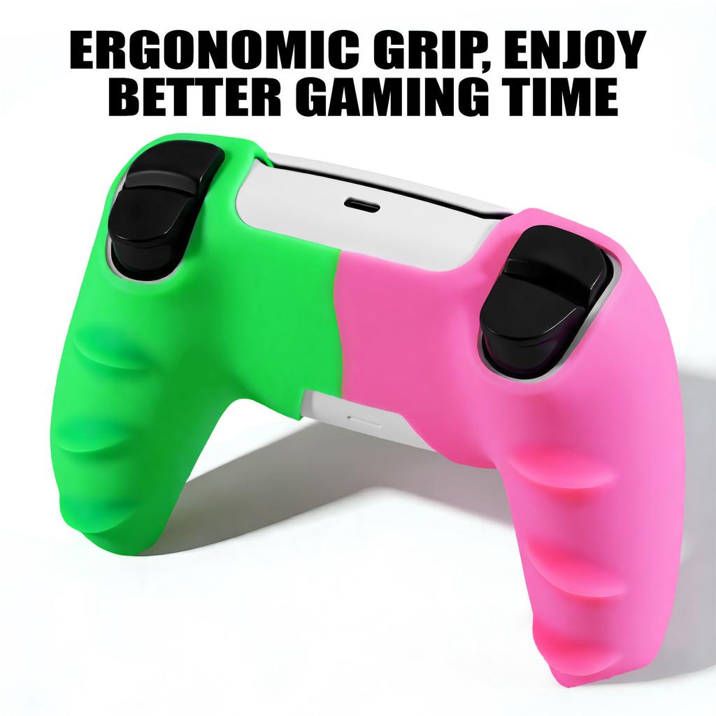 Anti-Slip Controller Silicone Cover Case for PS5 Gamepad Skin Shell with Rubber Thumb Stick Grip Gaps Touch Pad Sticker for PS5