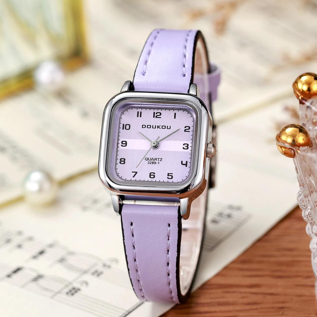 Simple Arabic Square Small Dial Leather Belt Quartz Watches Wristwatches Ladies Watches Casual Clock Gift Dress Montre Femme