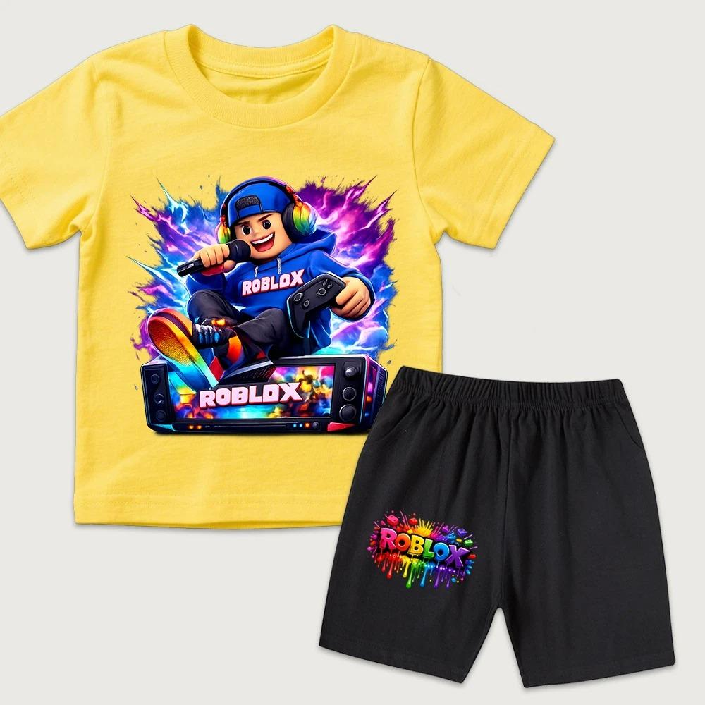 Fashion Funny Cartoon Game Character Printed Women's T-shirt and Shorts 2 Piece Set Summer Casual Outfit for Men's and Women's Clothing