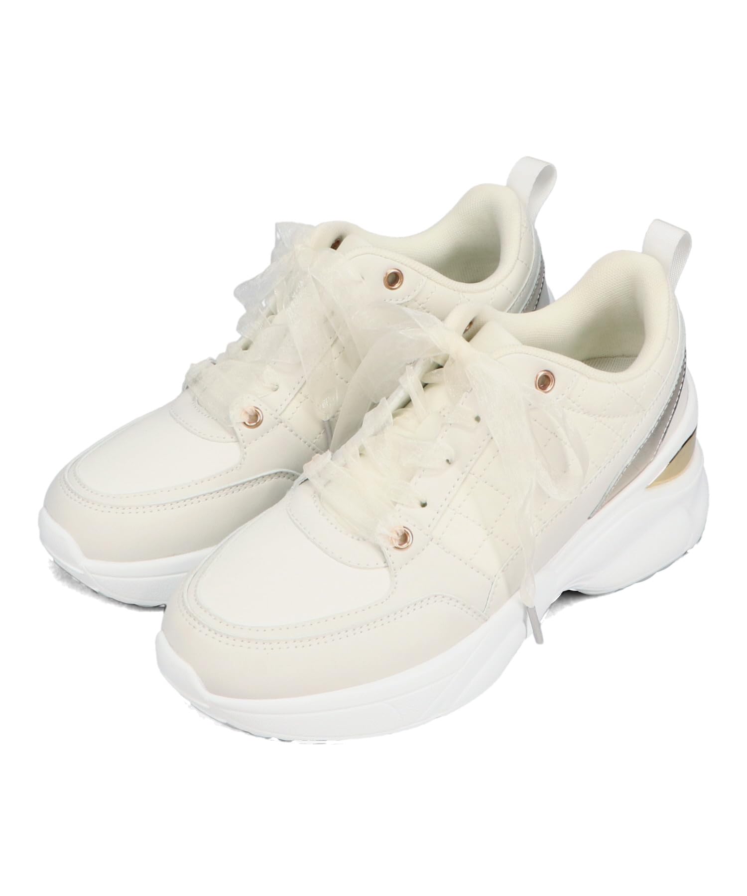 

Oriental Fix Metallic Volume Quilted E [Oriental Traffic] Sneakers, Wedge, Tulle, Women s, OT3761, 23.5 cm, бежевий