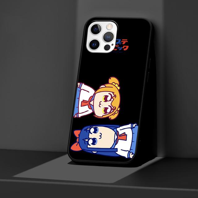 Pop Team Pipi Anime Kılıf Apple Iphone 14 11 13 Mini 12 Pro Max Xr 7 8 +Se 2020 Xs 6 6s Plus 5 5s Siyah Silikon Telefon Kılıfı