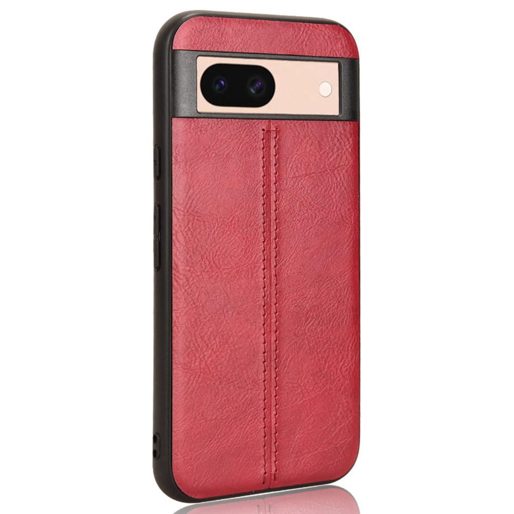 

For Google Pixel 8a Cowhide Texture Back Cover PU Leather Coated TPU+PC Cell Phone Case Red
