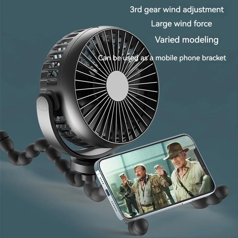 USB Desktop Folding Fan,Outdoor Baby Stroller Handheld Fan, Summer Mute Small Multifunctional Octopus Mini Fan