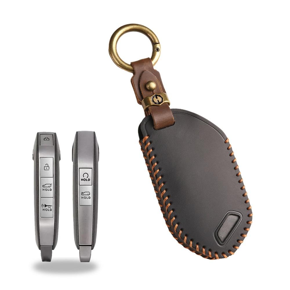 Genuine Leather Key Cover for KIA 2024 Model Car Keys Protective Case Keychain Accessories