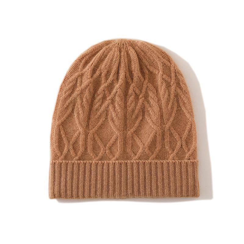 

Cashmere Autumn and Winter New Style Women s High End Solid Color Cable Thickened Warm Fashion Knitted Casual Hat One Size