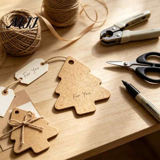 Small Paper Tags for Craft Projects 50Pcs Christmas Tree Gift with String, DIY Blank Customizable Wrapping Hanging Labels Holiday Wrapping,