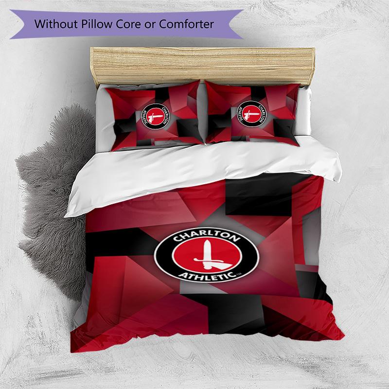 Charlton Athletic FC Set Biancheria da Letto Stampato 3 Pezzi Copripiumino Traspirante con Federe Biancheria da Letto Decorativa per Camera da Letto Casa