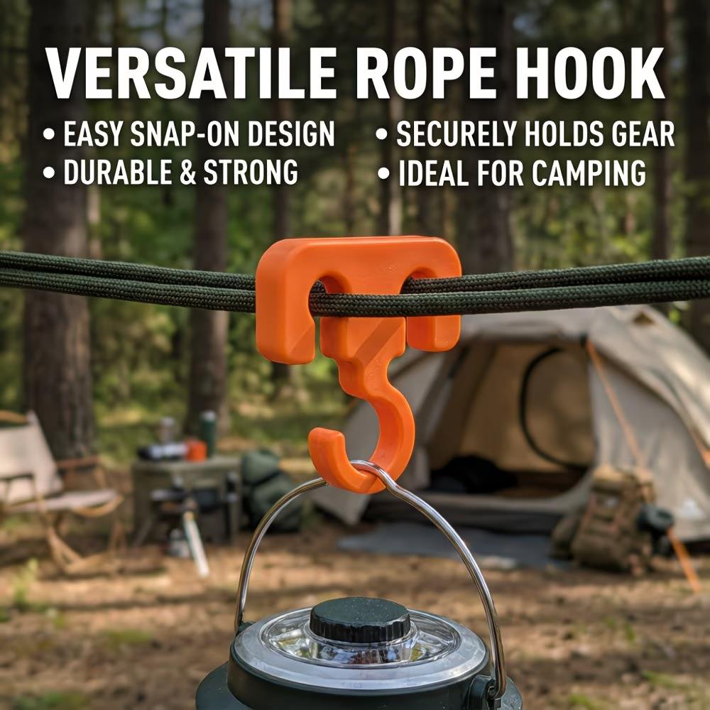 4pcs Camping Rope Hooks – Versatile Gear Hangers for Tents, Backpacking & RV Essentials