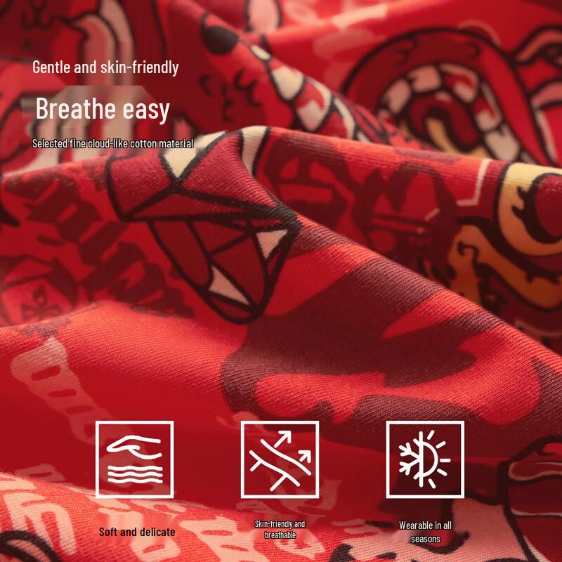 Men's Red Year of the Snake Cotton Antibacterial Boxer Briefs Gift Set