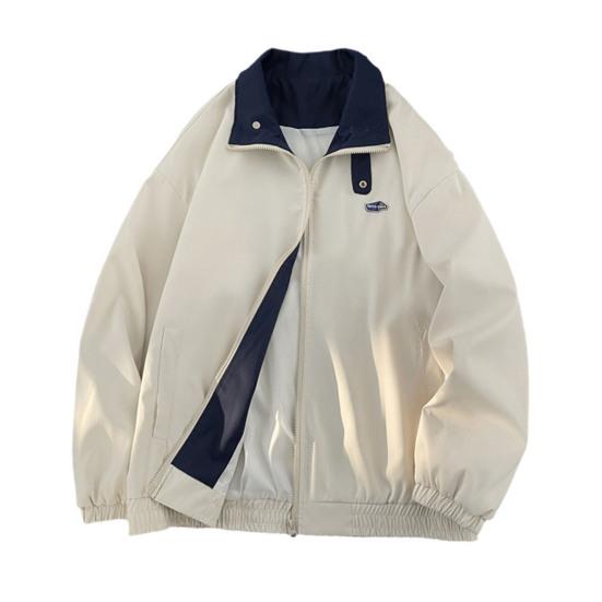 

Мужской кардиган, куртка с лацканами, длинный рукав, застежка-молния, цветной дизайн, куртка, пальто с карманами, свободный крой, верхняя одежда M абрикосовый