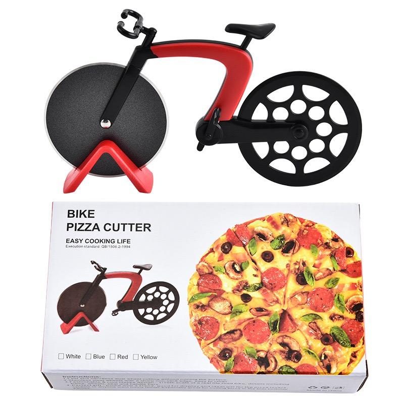 Bicycle-shaped Pizza Cutter ABS Handle 430 Stainless Steel Cutting Wheel with Non-stick Spray Coating Kitchen Pizza Tools