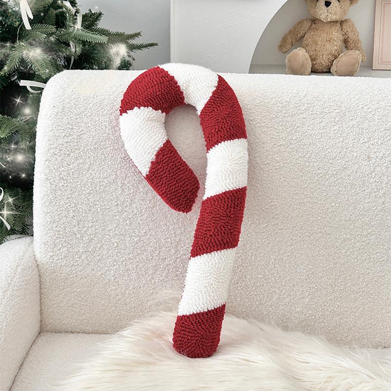 Cuscino Decorativo Festivo di Natale con Ricamo di Fiocchi di Neve e Caramelle per Arredamento Festivo della Casa