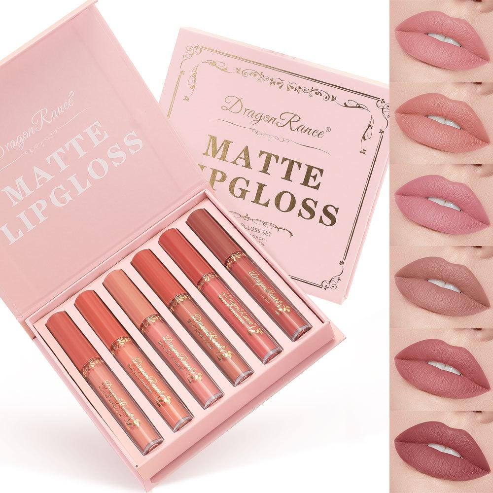 

Набор из шести блесков для губ, Матовый блеск для губ, Водостойкий, Не скатывающийся, Не оставляющий следов на чашке, Помада, Подарочный набор блесков для губ к празднику A