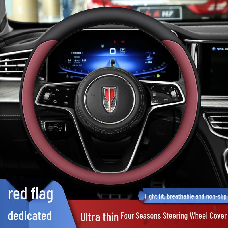 Anti-Slip Genuine Leather Steering Wheel Cover for Hongqi Models: H9, 23 H5, Classic, H6, HS5, HS7, HQ9.