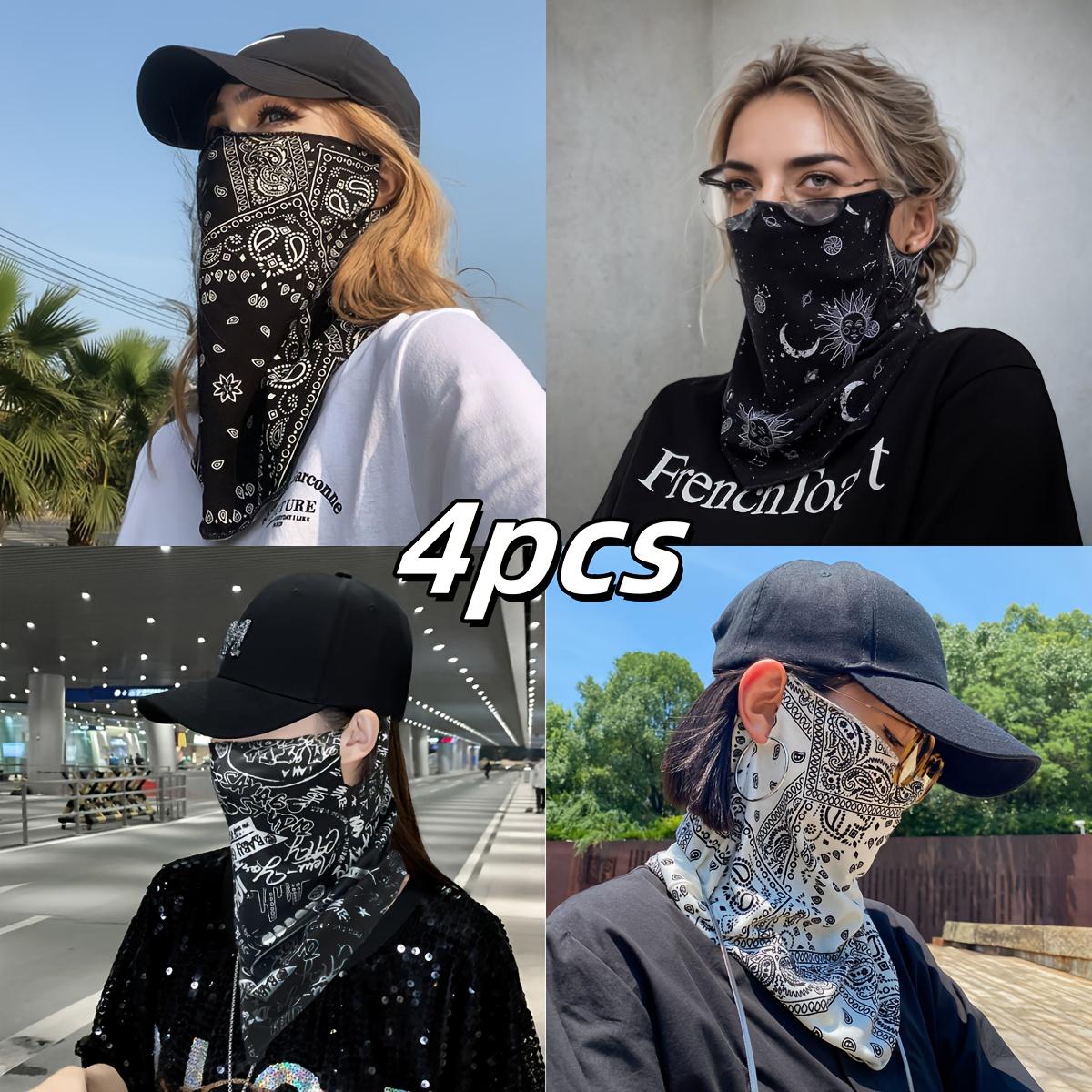 

4Pcs Black Polyester Face Masks - Multifunctional Neck Sun Protection, Suitable For rock Climbing, Cycling, And Other Outdoor Activities 4 pcs mixed colors