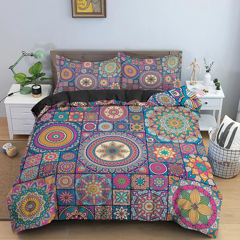 Mandala Duvet Cover Set Bohemian Bedding Set Soft Comforter Cover With 12pcs Pillow Shams Quilt Cover Bedroom King Queen Sizes