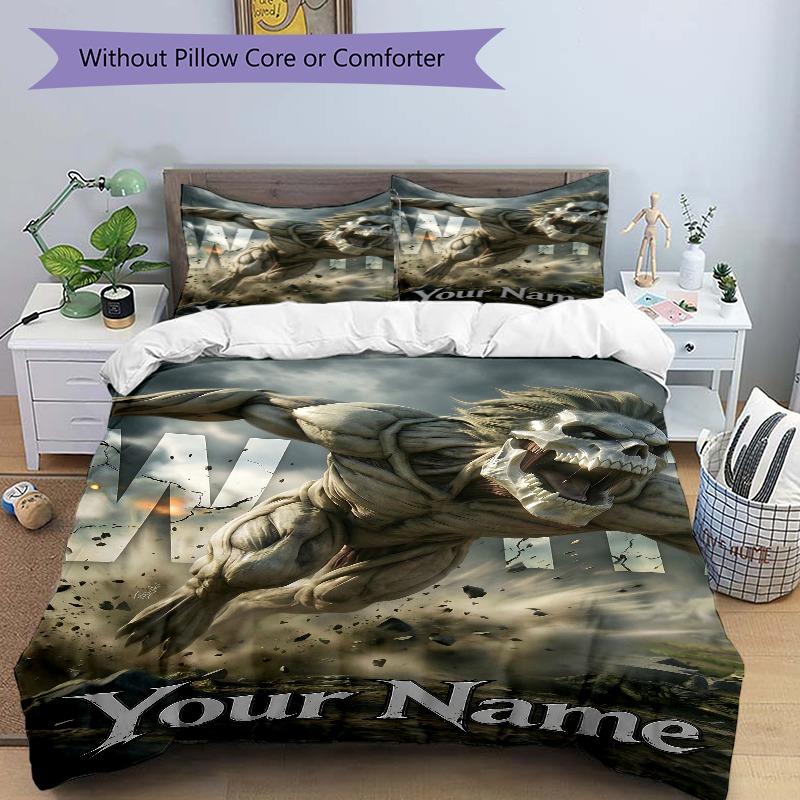 Titan Warrior Bedding Set Personalized Washable Custom 3Pcs Duvet Cover Pillowcases Soft Microfiber Home Bedroom Gift