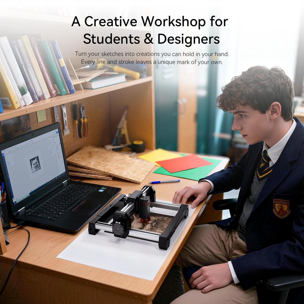 ATOMSTACK Swift Mini 3W Laser Engraving Machine,135×145mm Engraving Area,0.04*0.04mm Laser Spot,Positioning Accuracy 0.1 mm