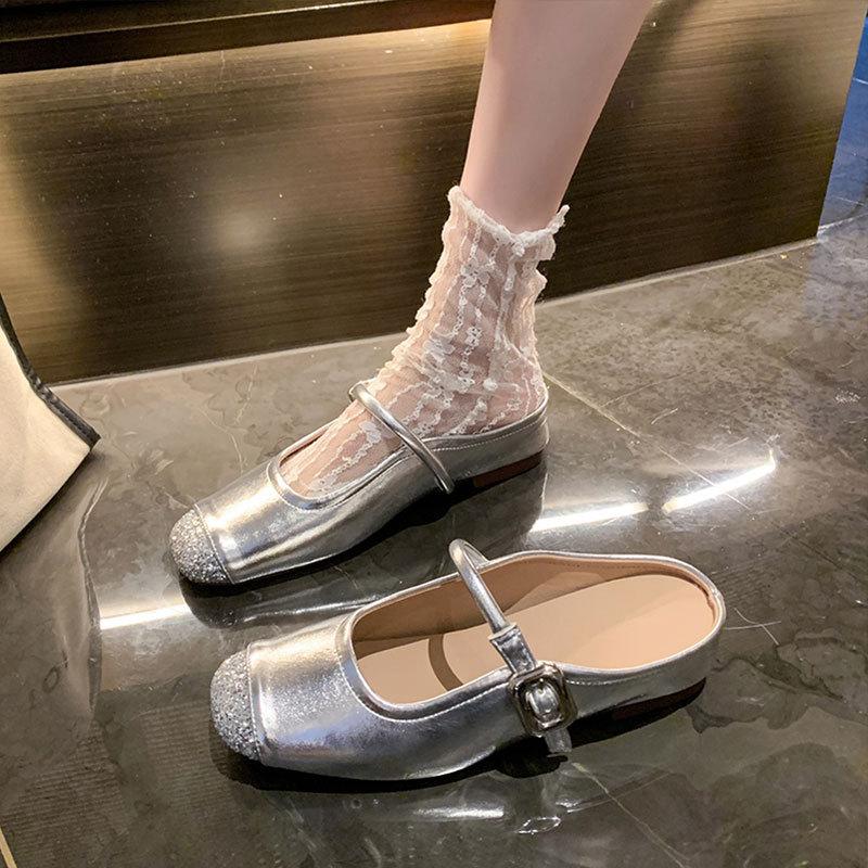 Small height-increasing slippers silver single shoes 2025 spring and summer new temperament one-pedal bag head slippers women's outer wear
