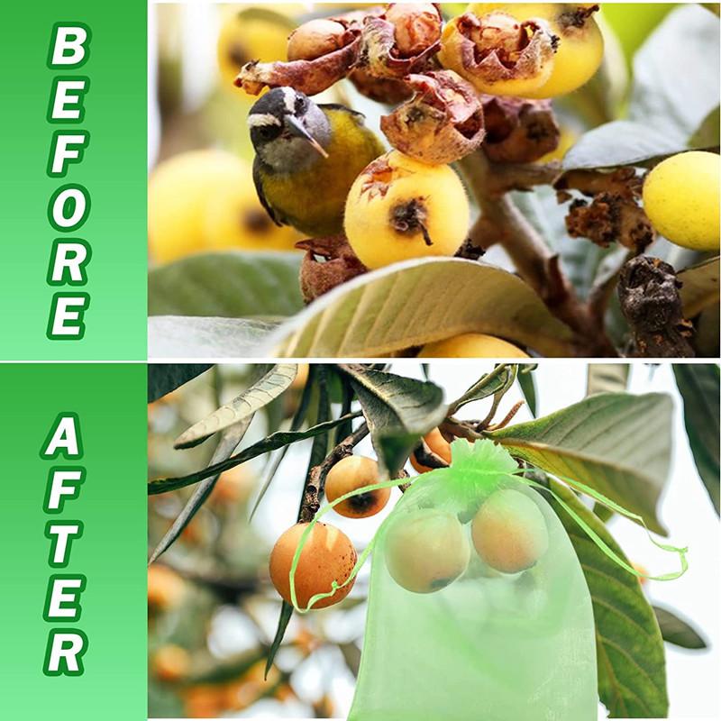 30Pcs Green Netting Fruit Grow Bags Vegetable Plant Fruit Protection Bags For Pest Control Anti-Bird Garden Tools