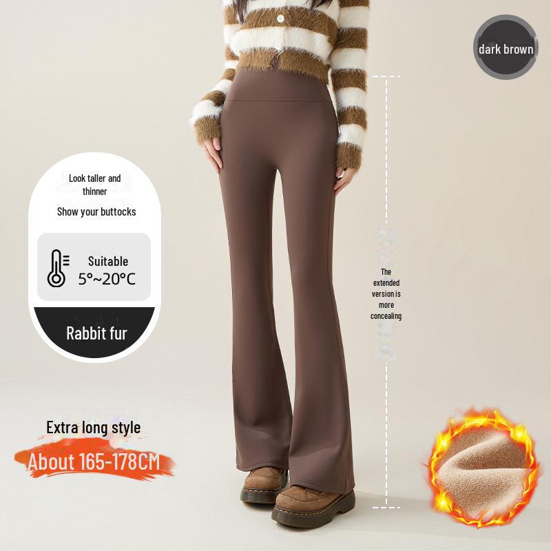 Women's High Waist Tummy Tuck Fleece Flared Yoga Pants for Autumn/Winter