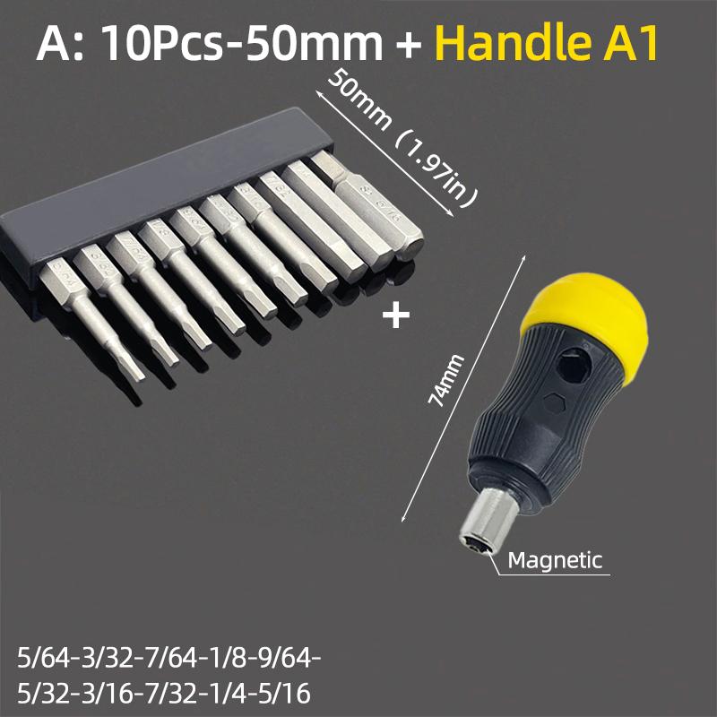 Imperial 50mm Hex Head Allen Wrench Screwdriver Bits Magnetic 5/64-5/16 Screw Driver Drill Bit Set Ratchet Wrench Hand Tools