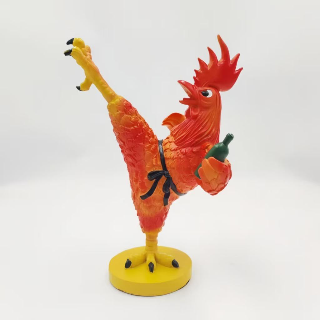 Creative Kung Fu Chicken Statues Resin Decor Living Room Porch Decoration Simulation Sculpture Art Craft Indoor Home Decorations