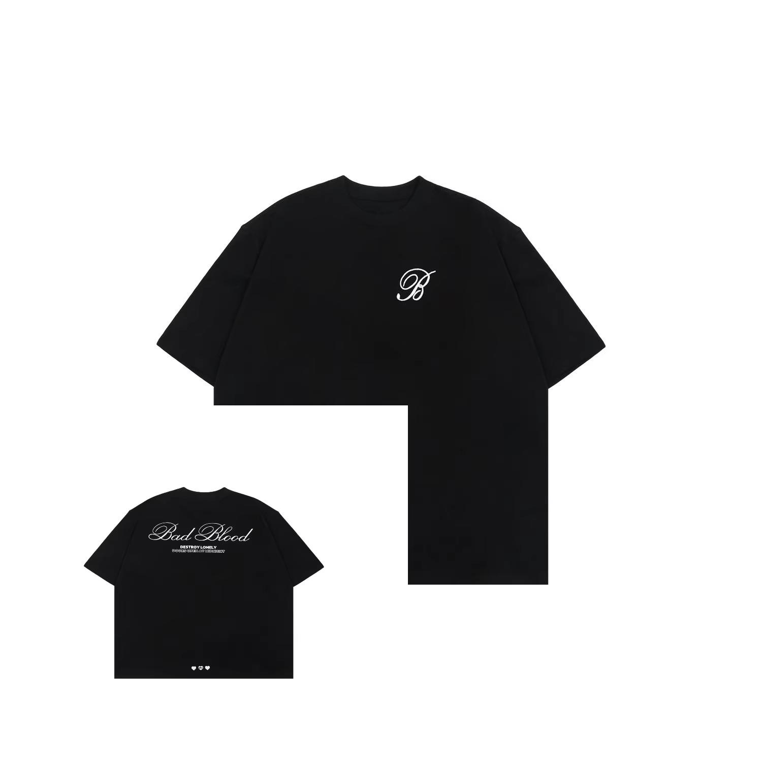 

Korean Badblood Letter Print Embroidery Loose Casual T-shirt for Both Men Short-sleeved A Niche Korean StreetwearBrand Tee Tops 4XL