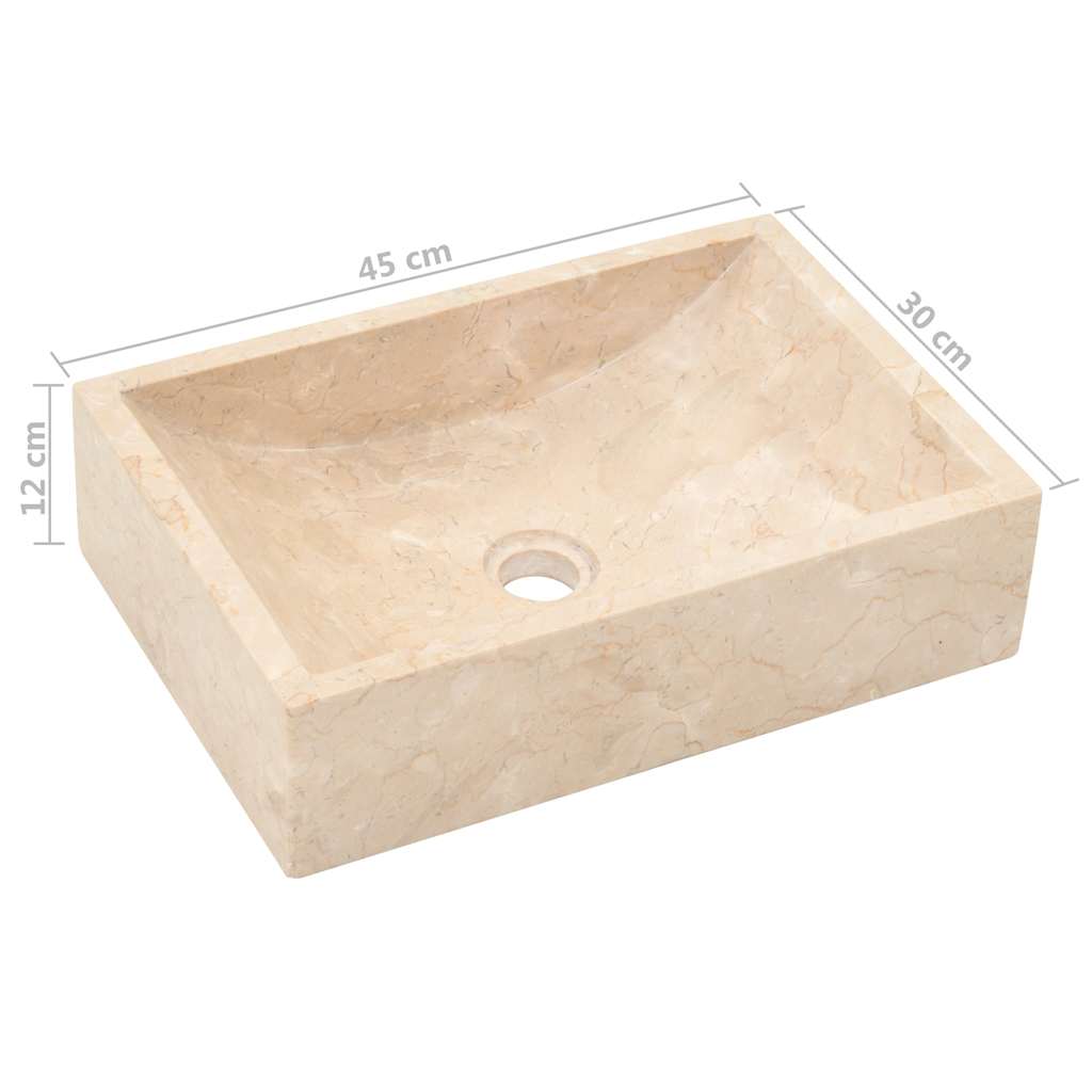 Wash Basin 45 X 30 X 12 Cm Marble High Gloss Cream