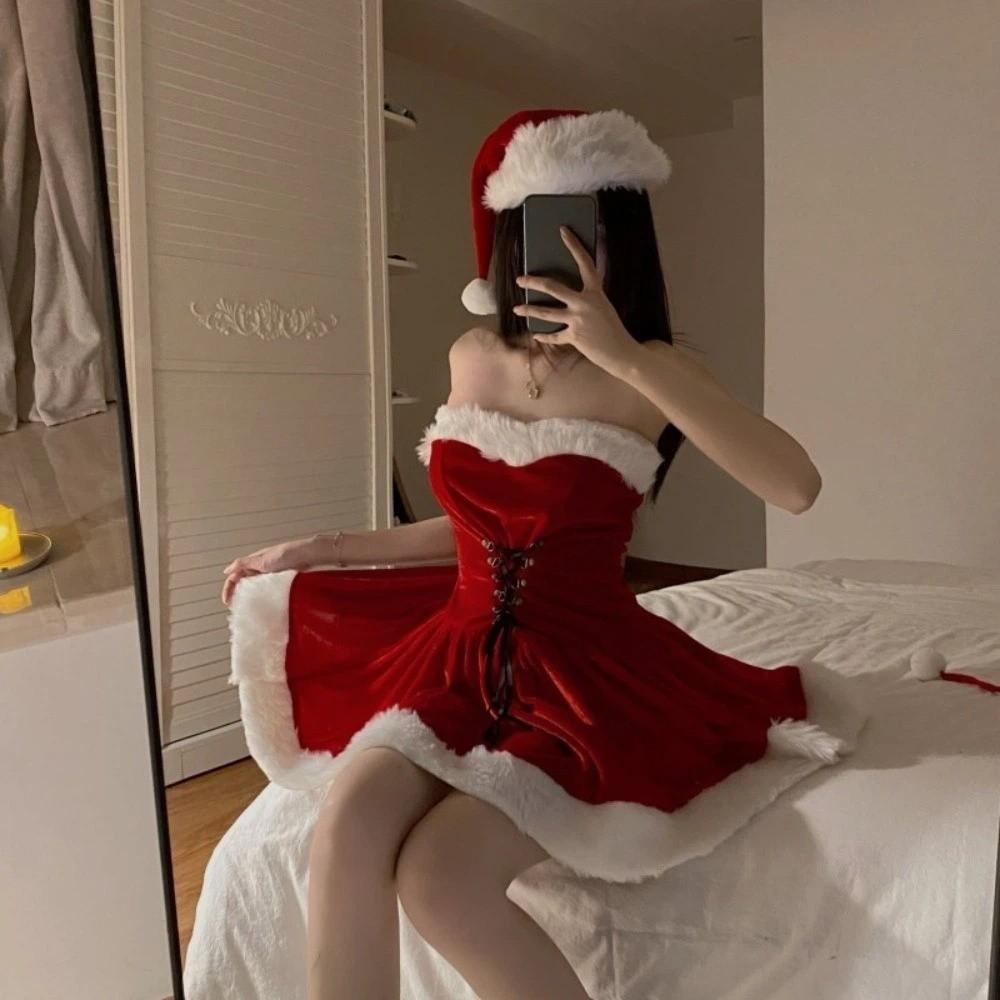 Santa Claus Cosplay Christmas Outfit Gold Velvet Christmas Perform Costume  Nightclub Bar
