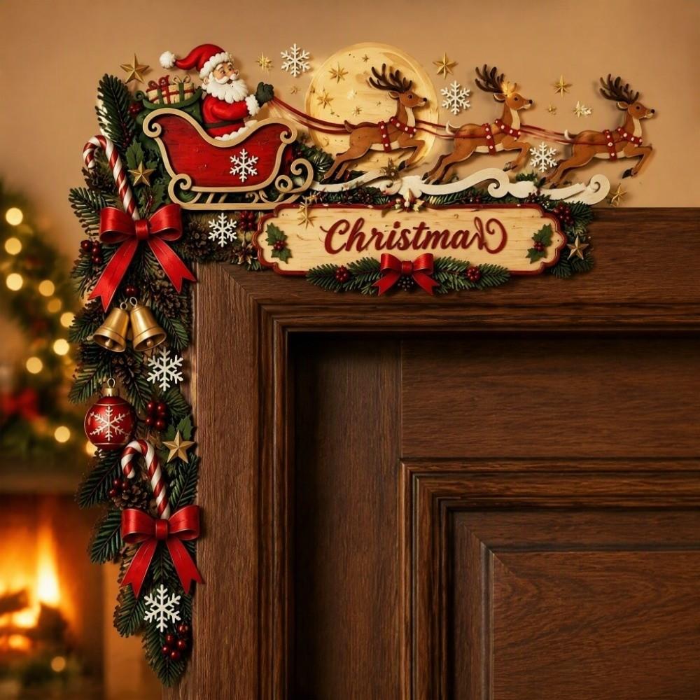 Wooden Material Christmas Door Corner Decor Christmas Door Corner Sign Christmas Holiday
