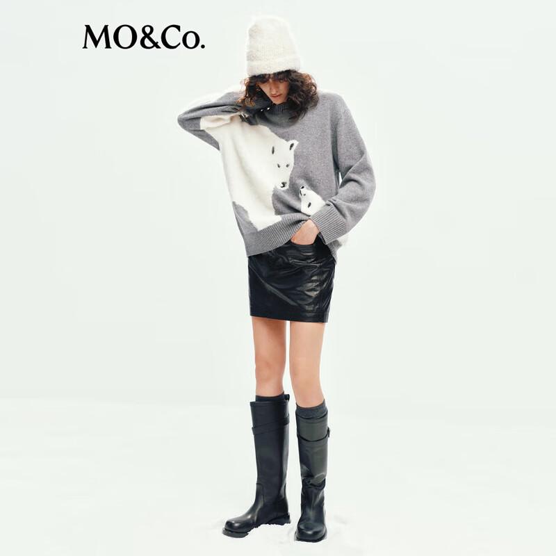 MO&Co. Women's Plush Pattern Lambswool Pullover Sweater