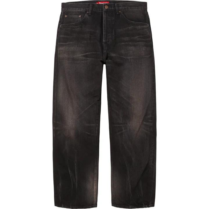 Supreme Distressed Loose Fit Selvedge Jean Washed Black