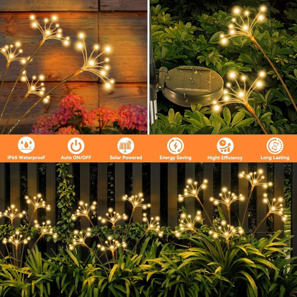 1-4pack Solar Garden Lights Waterproof Solar Swaying Starburst Light Outdoor Lights for Yard Patio Wedding Christmas Decoration