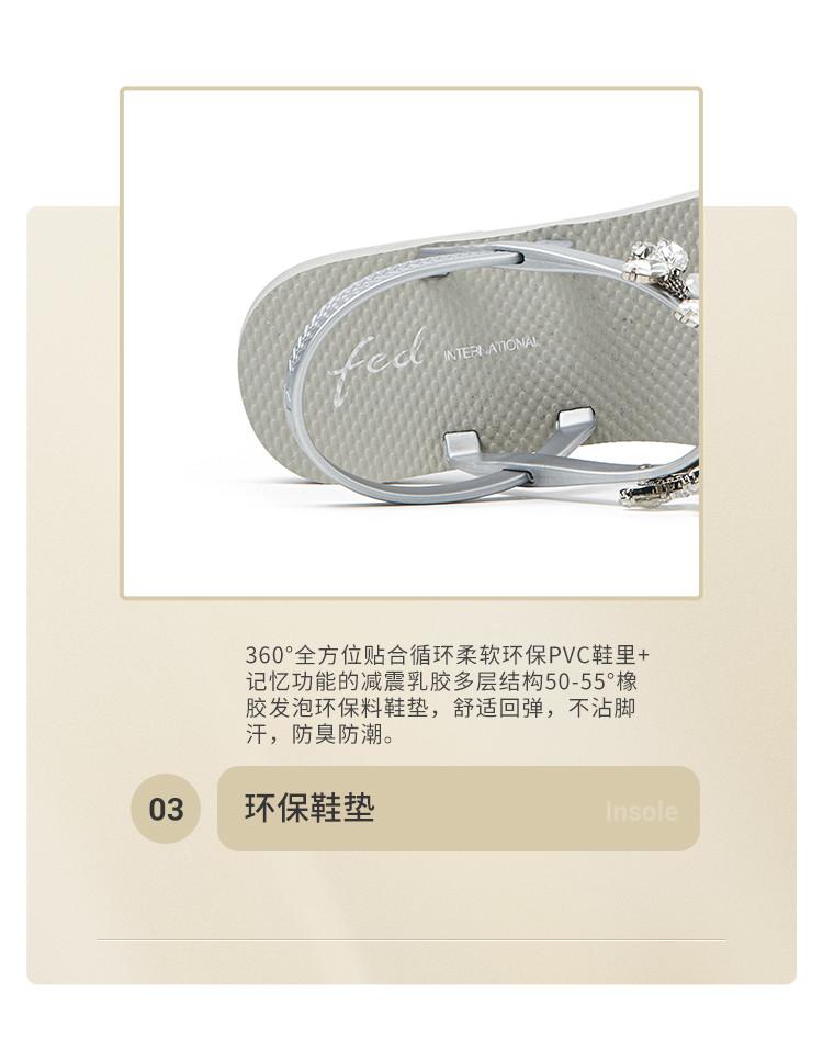 Women's Sandals Summer Luxury Water Diamond Flat Bottom Creeper Shoes with Toe Clip Back Tripping Strap Beach Sandals
