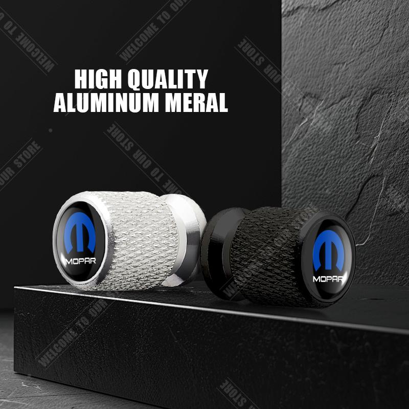 Car CNC Aluminum Mopar Emblem For Charger Chrysler Challenger Ram Cherokee Journey 4pcs Tire Valve Air Port Stem Cover Caps