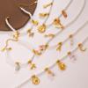 Luxo Leve Vitalidade Diversos Pingentes DIY Pulseira de Contas Brancas Colar Aço Inoxidável Redutor de Idade Doce Estilo Menina Conjunto